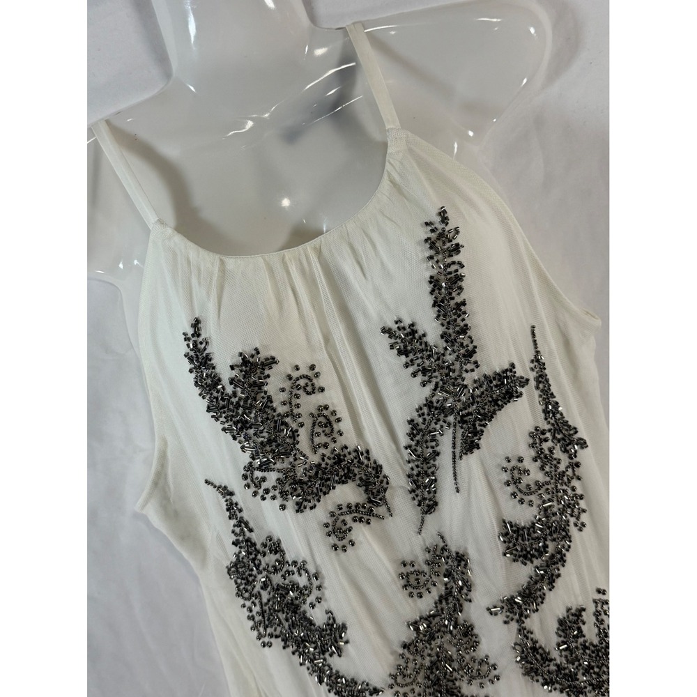 White House Black Market Ecru Beaded Leaf Date Top NWT 570251724 Small - Picture 2 of 9